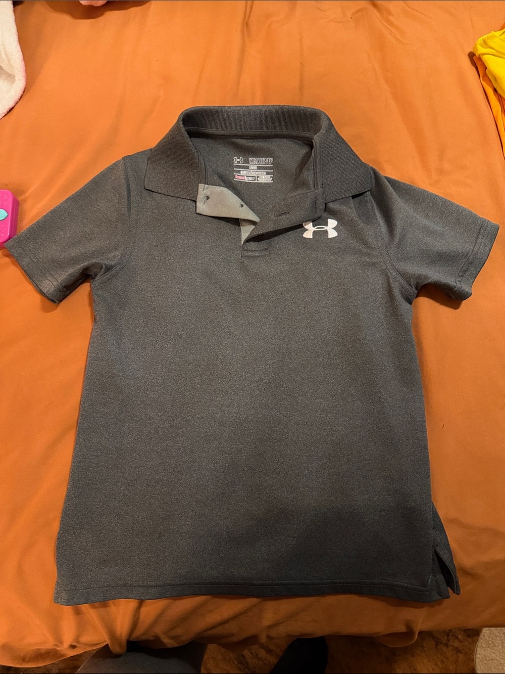 Under Armour Dark Gray Boys' Polo with White Logo